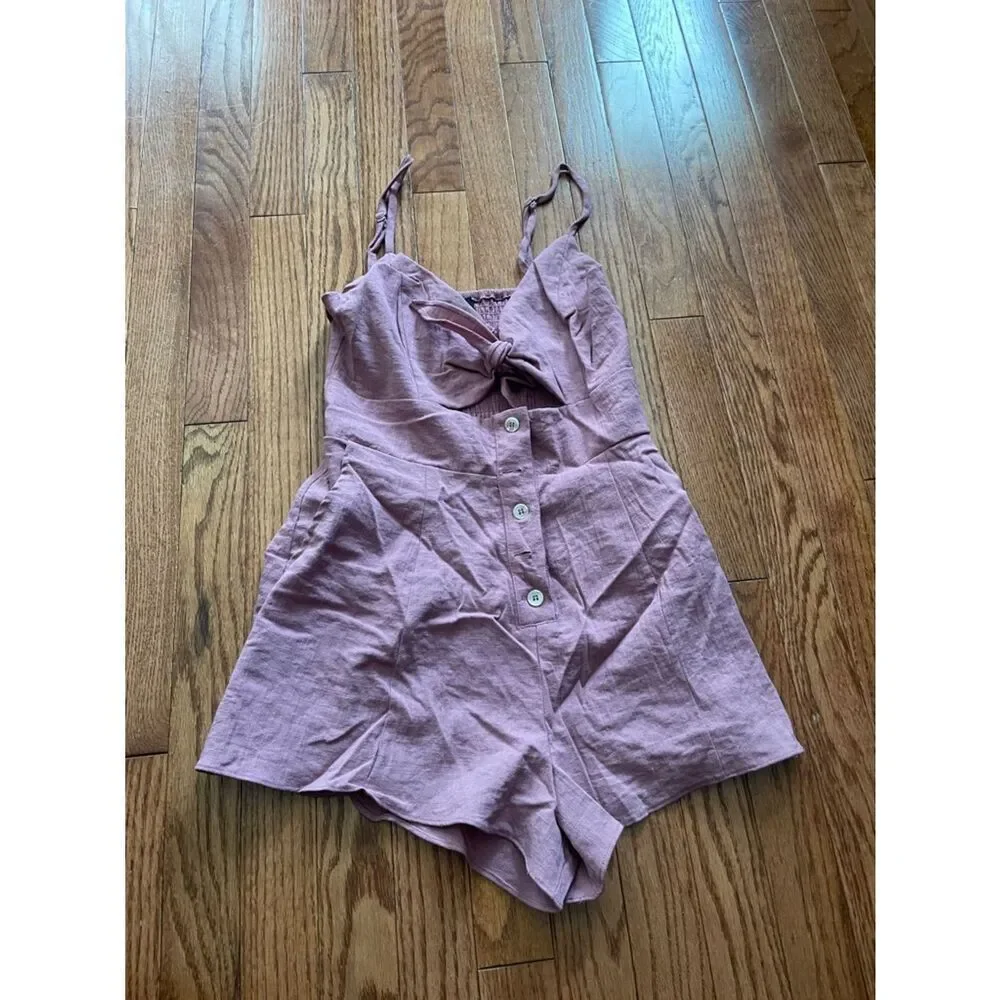 Majorelle Andrea Mauve Linen Tie Front Linen Romper Women’s Sz XS